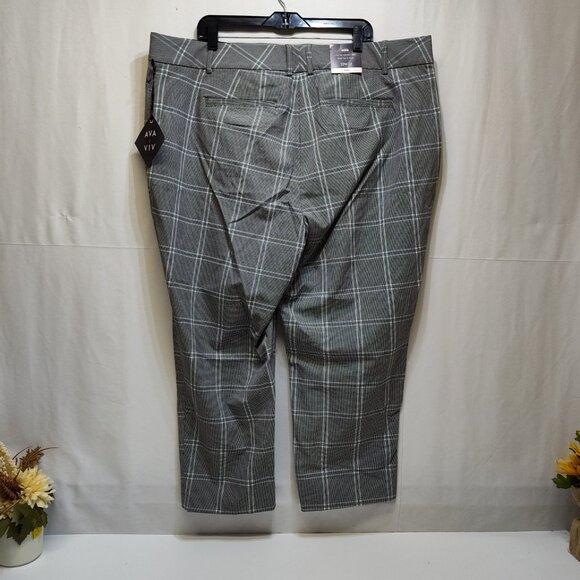 Ava & Viv Plaid Ankle Pant Mid-Rise Comfort Waist Stretch 22W Fitted Hip & Thigh - Picture 2 of 11